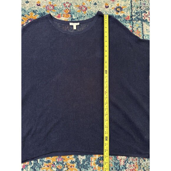 Eileen Fisher Blue‎ Organic Linen Lightweight Blouse Minimalistic Lagenlook S - Picture 6 of 7